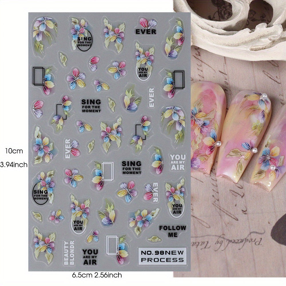 Summer Flower Leaves Nail Art Stickers Decals