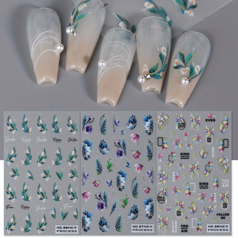 Summer Flower Leaves Nail Art Stickers Decals