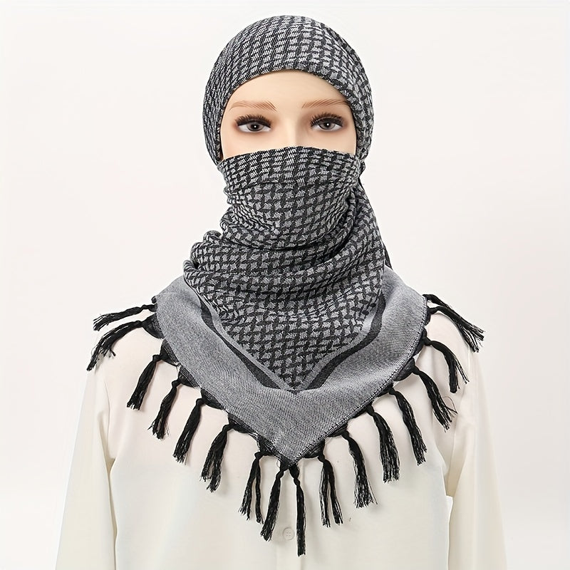 Tactical Desert Scarf Arab Scarf Wrap Head Neck Sunscreen Wrap Tassel