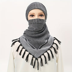 Tactical Desert Scarf Arab Scarf Wrap Head Neck Sunscreen Wrap Tassel