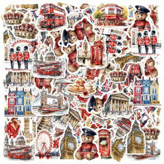 30pcs London Architectural Stickers Big Ben Red Buses Vibrant W