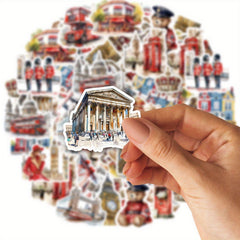 30pcs London Architectural Stickers Big Ben Red Buses Vibrant W