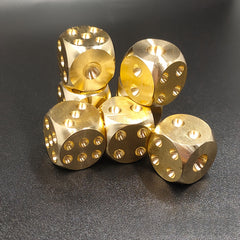 3pcs Solid Brass Mahjong Dice Golden Copper Metal w/ Engravings