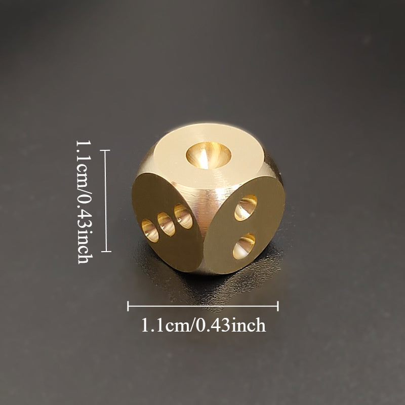 3pcs Solid Brass Mahjong Dice Golden Copper Metal w/ Engravings