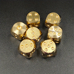 3pcs Solid Brass Mahjong Dice Golden Copper Metal w/ Engravings