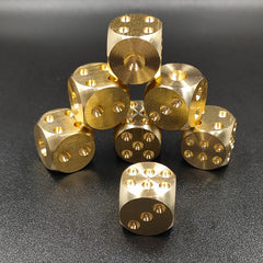 3pcs Solid Brass Mahjong Dice Golden Copper Metal w/ Engravings