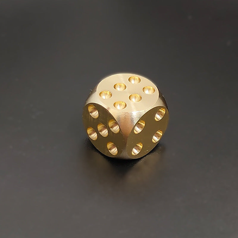 3pcs Solid Brass Mahjong Dice Golden Copper Metal w/ Engravings