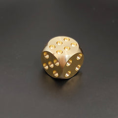3pcs Solid Brass Mahjong Dice Golden Copper Metal w/ Engravings
