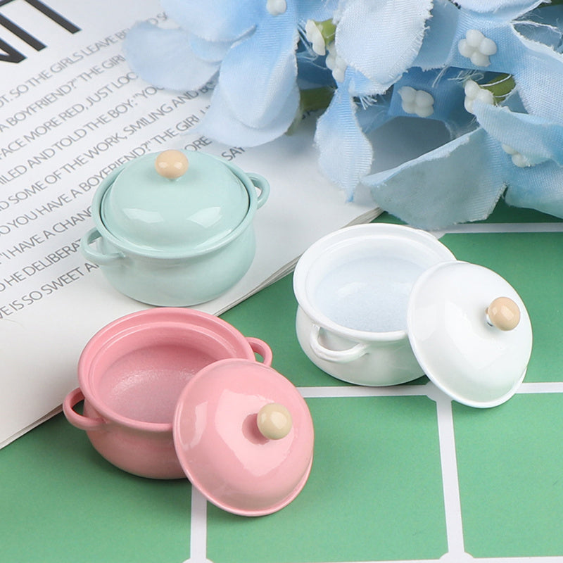Mini Alloy Soup Pot Dollhouse Accessory for DIY Decoration Micro Landscape