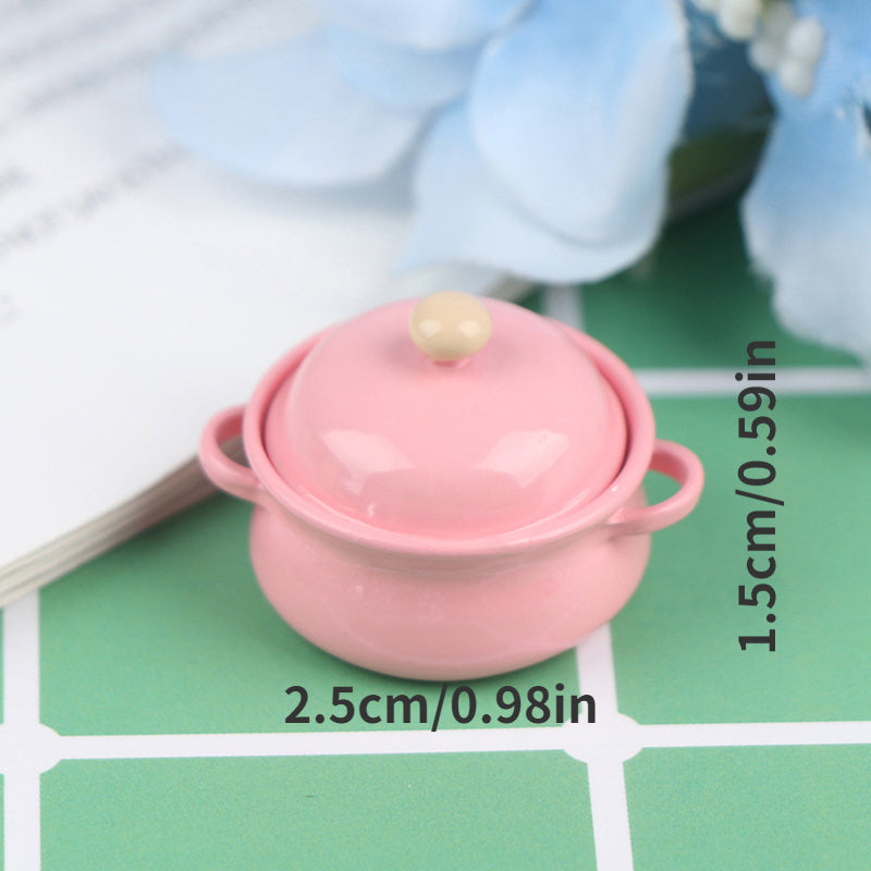 Mini Alloy Soup Pot Dollhouse Accessory for DIY Decoration Micro Landscape