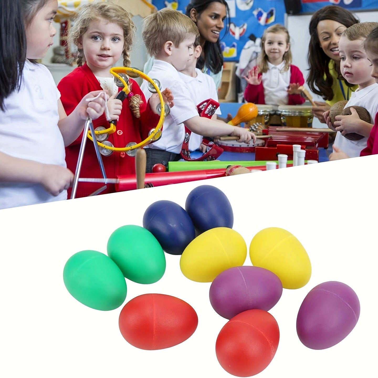 Colorful Plastic Sand Egg Shaker Musical Toy for Youngsters Random Selection