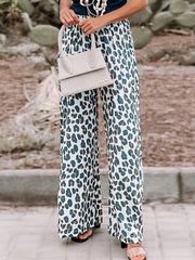 Women's Plus Leopard Print Wide Leg Pants