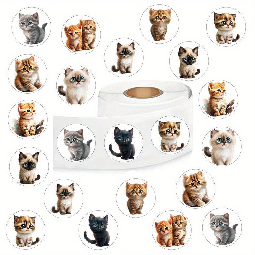 500 Cat Stickers Self Adhesive 1 Inch Assorted Patterns Phone Laptop