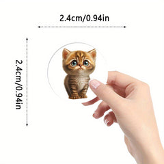 500 Cat Stickers Self Adhesive 1 Inch Assorted Patterns Phone Laptop