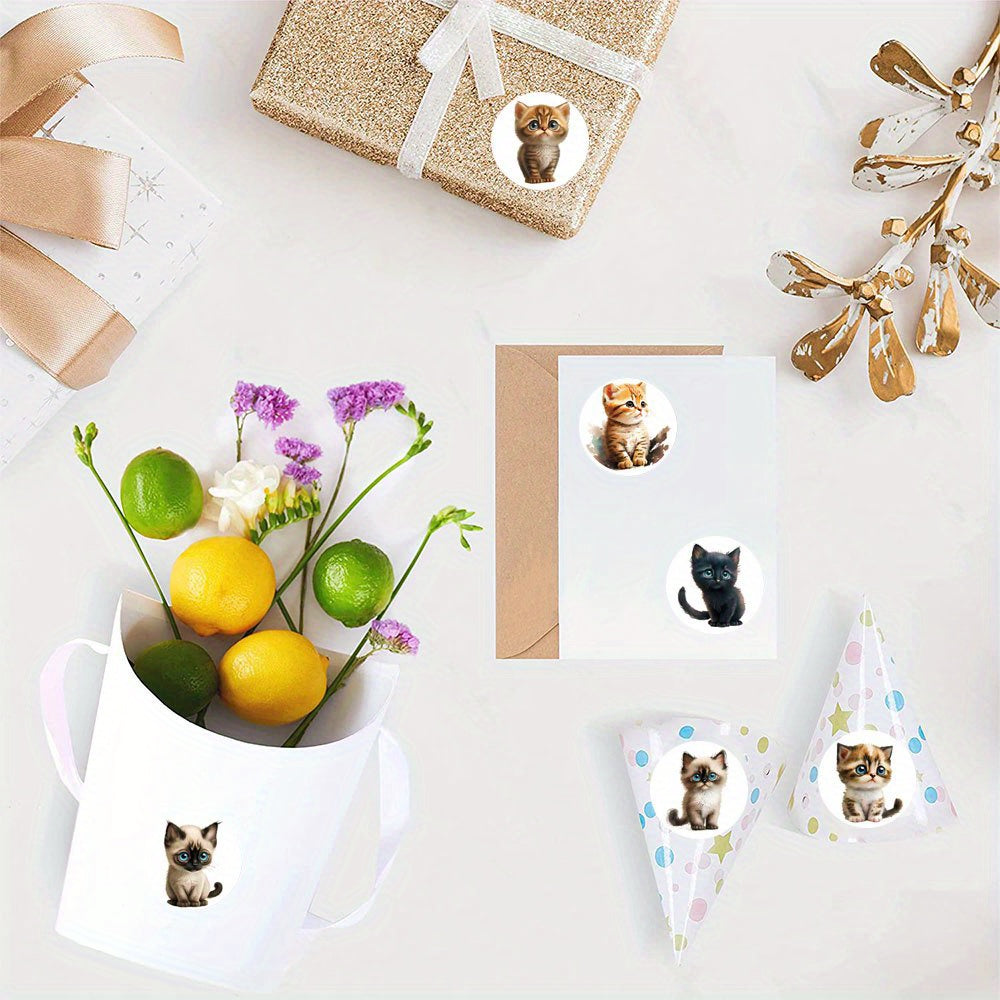 500 Cat Stickers Self Adhesive 1 Inch Assorted Patterns Phone Laptop
