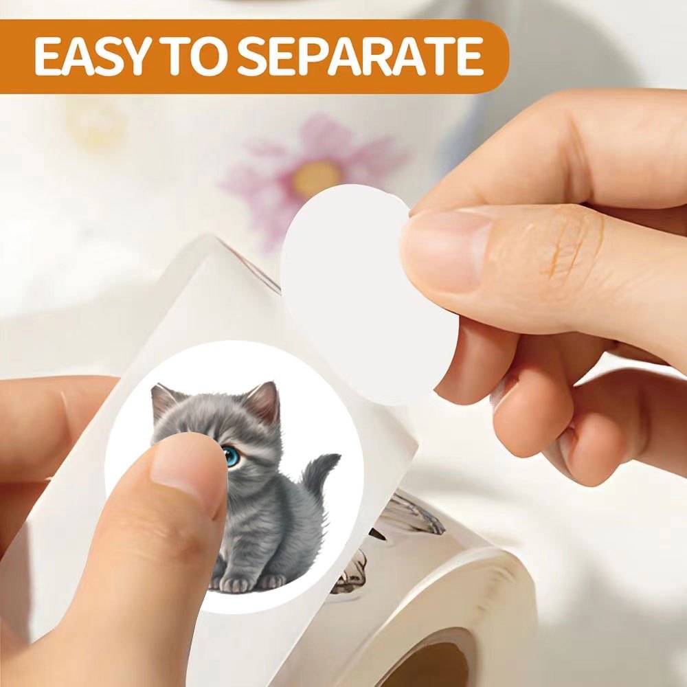 500 Cat Stickers Self Adhesive 1 Inch Assorted Patterns Phone Laptop