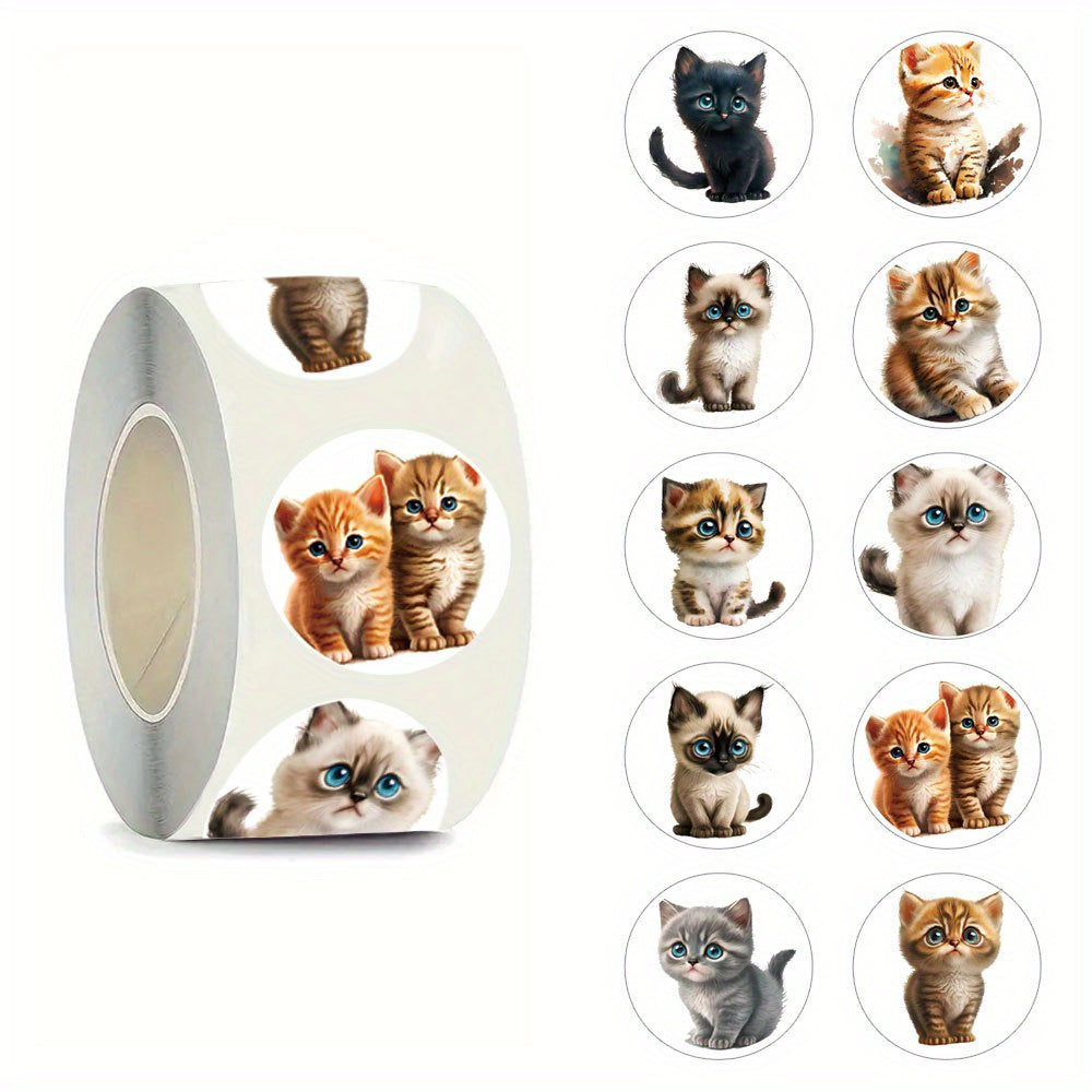 500 Cat Stickers Self Adhesive 1 Inch Assorted Patterns Phone Laptop