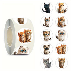 500 Cat Stickers Self Adhesive 1 Inch Assorted Patterns Phone Laptop