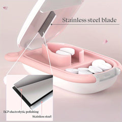 Portable Pill Cutter Dispenser Stainless Steel Blade