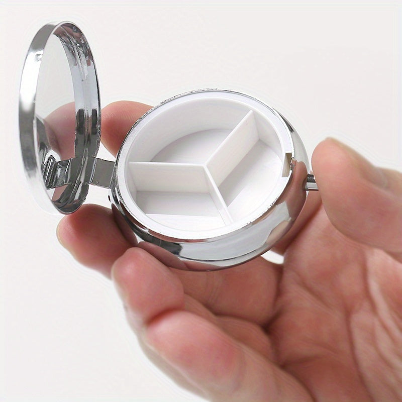 Jesus 3 Creative Print Round Pill Box 3 Compartment Portable Medicine Box