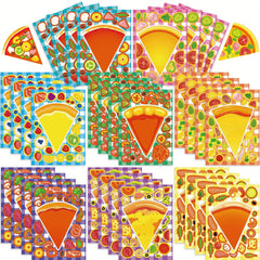 16 Pack Vinyl Cartoon Pizza Dessert DIY Stickers for Plastic Surfaces