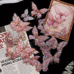 20 Pack Pink Crystal Butterfly Stickers Single Use 3D Wall Decor