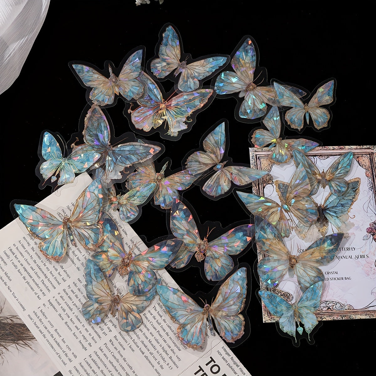 20 Pack Pink Crystal Butterfly Stickers Single Use 3D Wall Decor