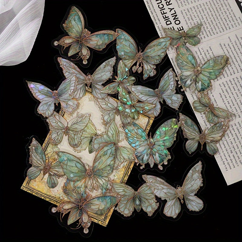 20 Pack Pink Crystal Butterfly Stickers Single Use 3D Wall Decor