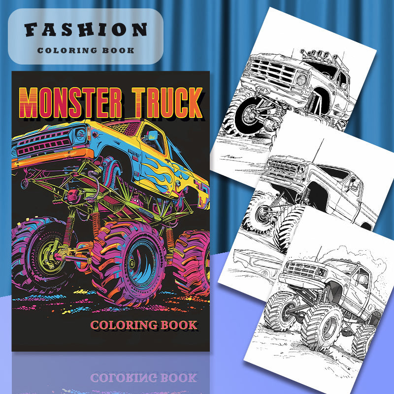 Monster Truck Coloring Book 22 Pages Ages 14+