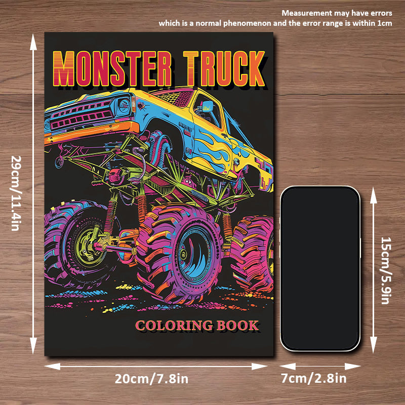 Monster Truck Coloring Book 22 Pages Ages 14+