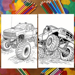 Monster Truck Coloring Book 22 Pages Ages 14+