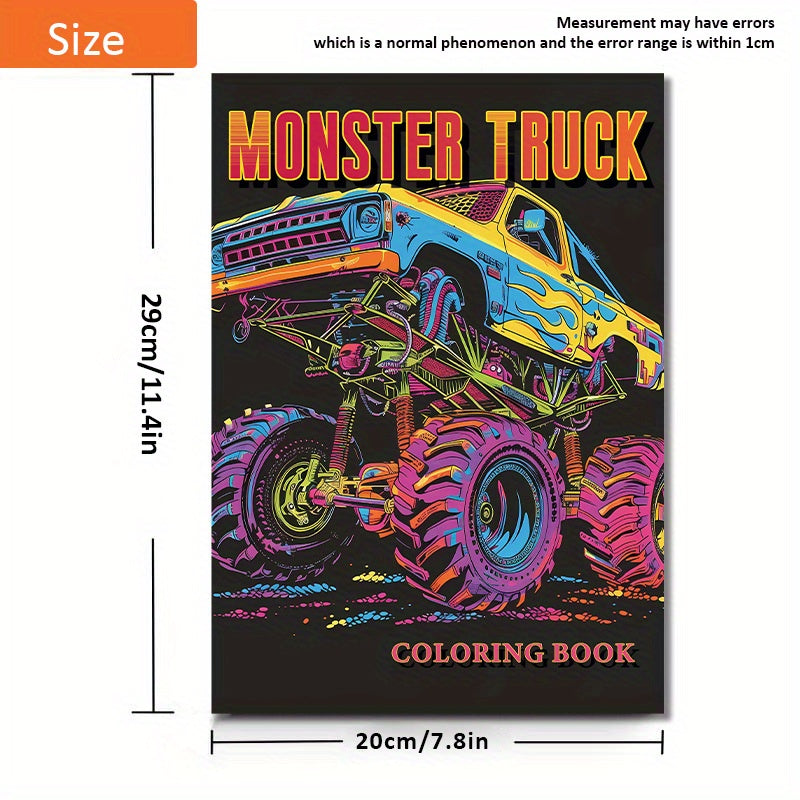 Monster Truck Coloring Book 22 Pages Ages 14+