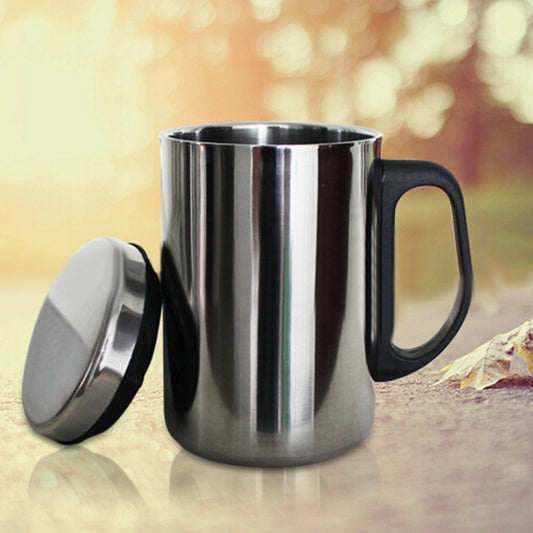 Stainless Steel Insulated Travel Mug with Lid Handle Camping RV Office Gift