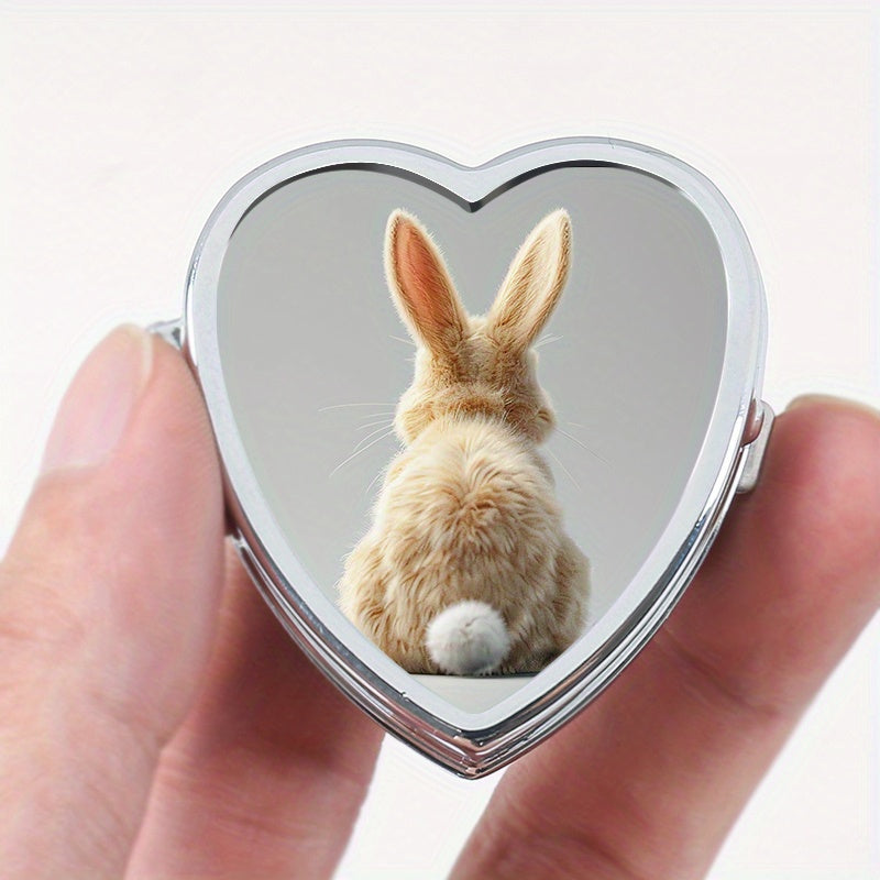 Heart Shaped Rabbit Pattern Compact Pill Case Mini Vitamins Storage Box
