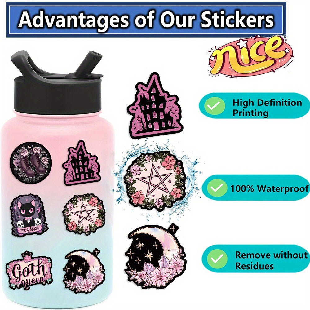 50pcs Gothic & Vinyl Sticker Pack Reusable Cartoon Decals DIY Projects Party Fav