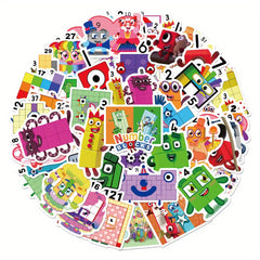 52pcs Numberblocks Cartoon Vinyl Sticker Pack for DIY Mobile Phone Laptop