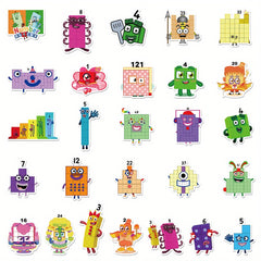 52pcs Numberblocks Cartoon Vinyl Sticker Pack for DIY Mobile Phone Laptop