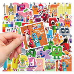 52pcs Numberblocks Cartoon Vinyl Sticker Pack for DIY Mobile Phone Laptop