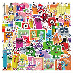 52pcs Numberblocks Cartoon Vinyl Sticker Pack for DIY Mobile Phone Laptop