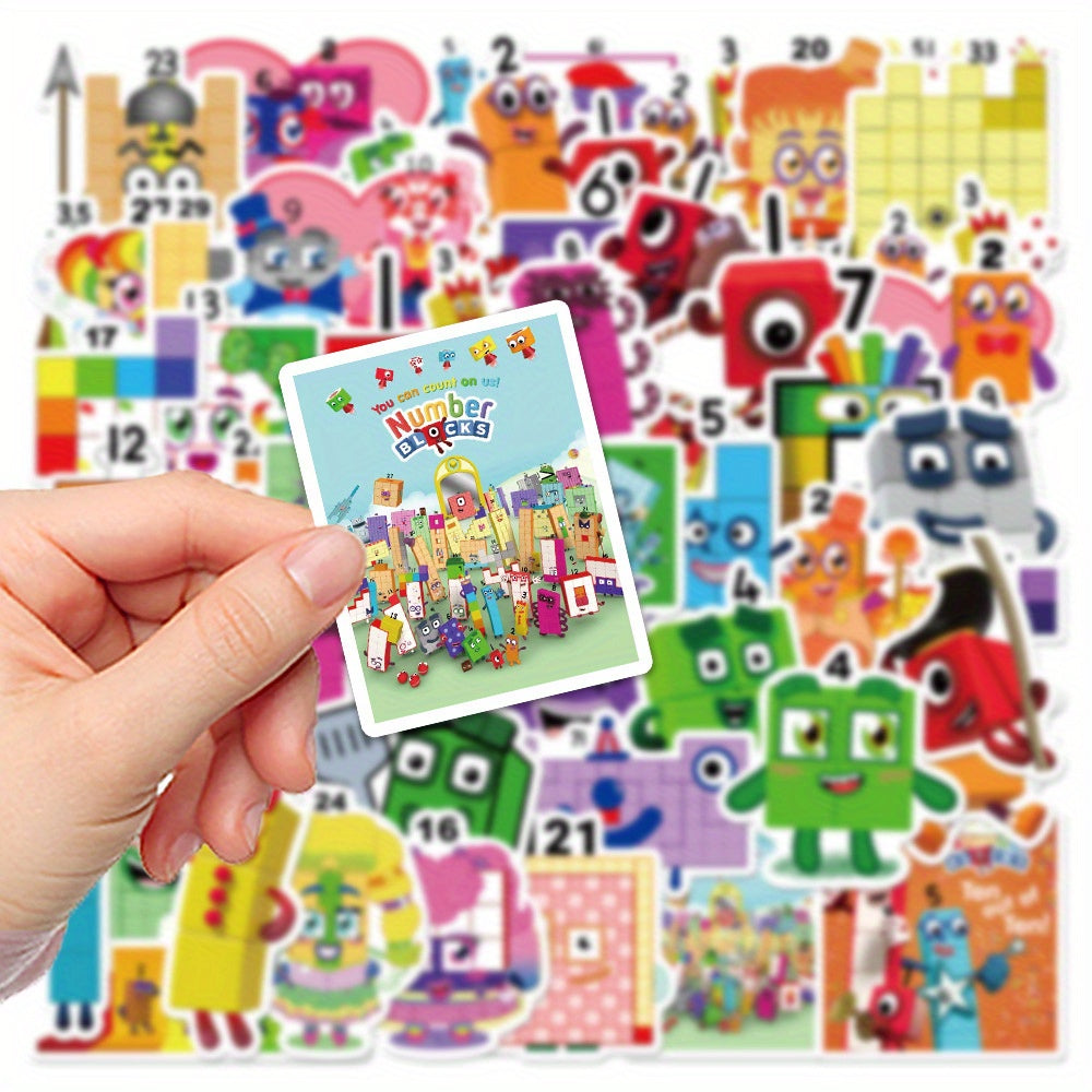 52pcs Numberblocks Cartoon Vinyl Sticker Pack for DIY Mobile Phone Laptop