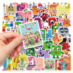 52pcs Numberblocks Cartoon Vinyl Sticker Pack for DIY Mobile Phone Laptop