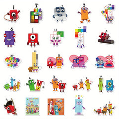52pcs Numberblocks Cartoon Vinyl Sticker Pack for DIY Mobile Phone Laptop