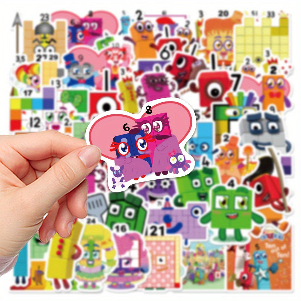52pcs Numberblocks Cartoon Vinyl Sticker Pack for DIY Mobile Phone Laptop