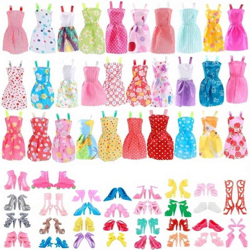 36pcs Doll Clothes and Jewelry Set for 29 Dolls Complete Outfits