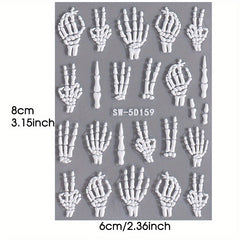 Skull Nail Art Stickers 5D Self Adhesive Decals for DIY Manicure
