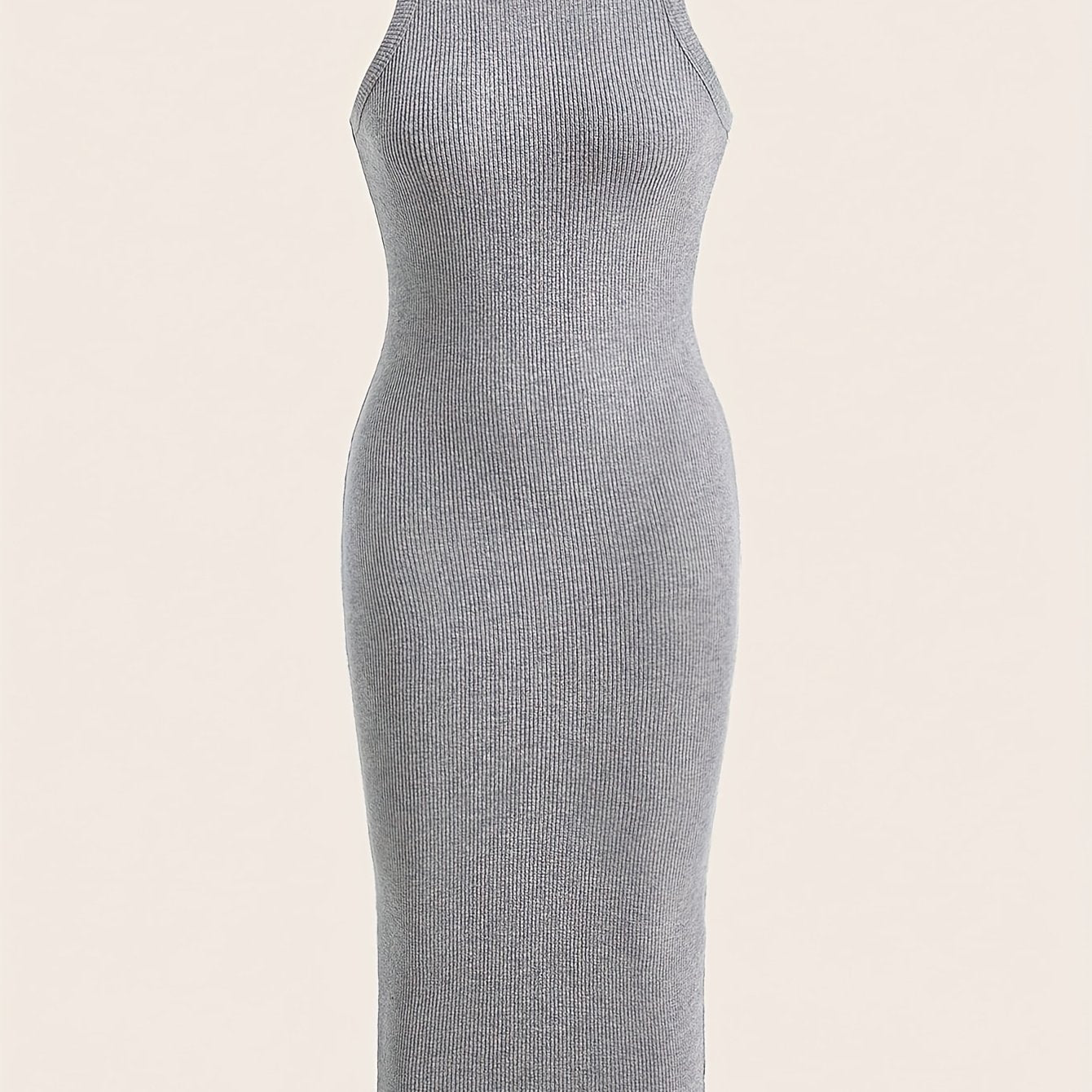  Solid Round Neck Tank Dress