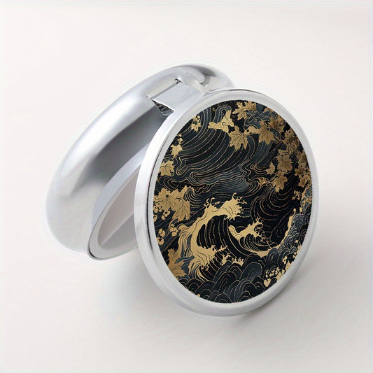 Wave Pattern Round Pill Case 3 Compartments Medicine Organizer Box