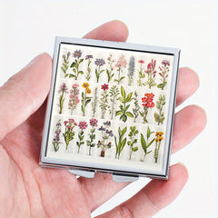 Plant Illustration Print Square Pill Box with 4 Compartments