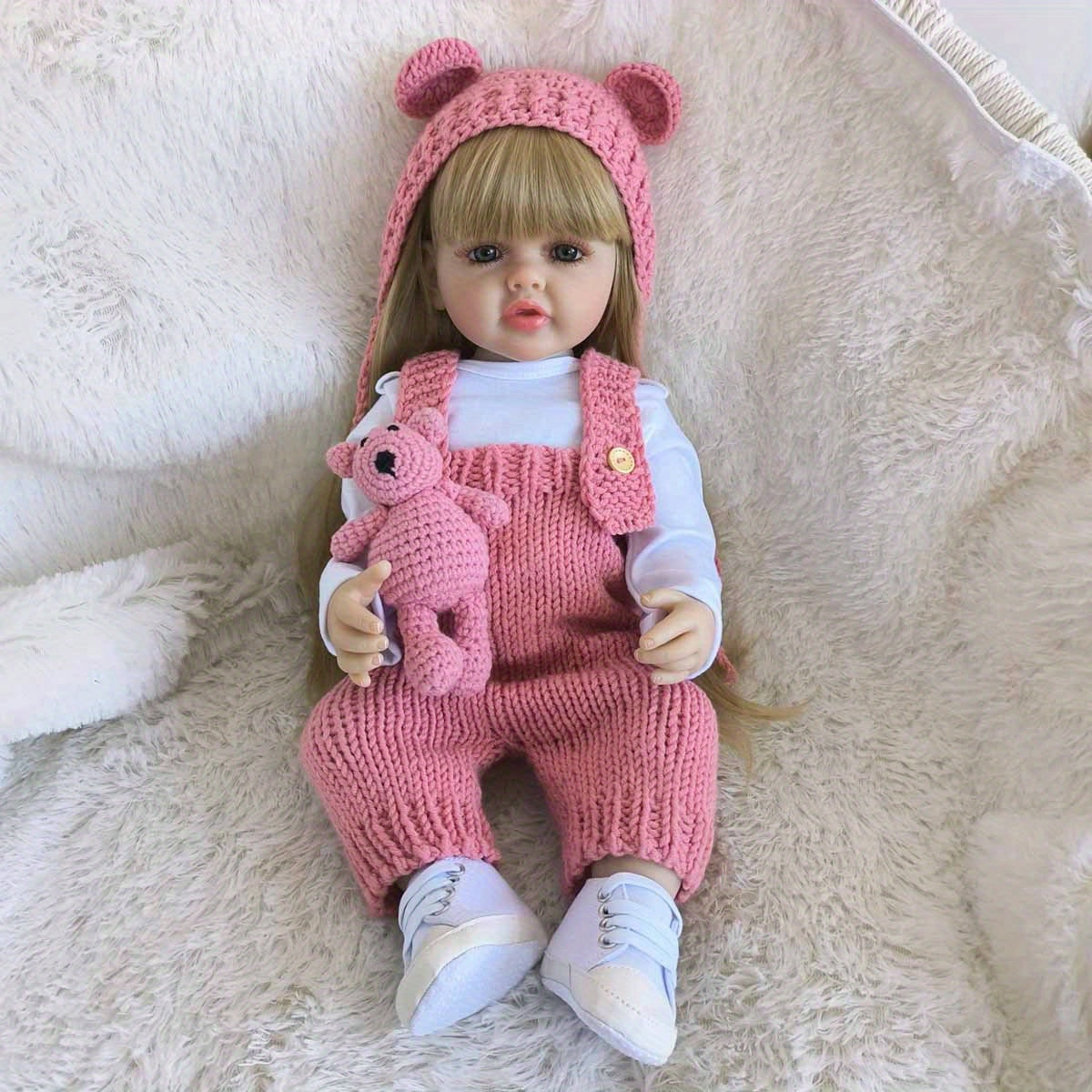22" Lifelike Princess Bebe Reborn Doll with Pink Hoodie & Accessories