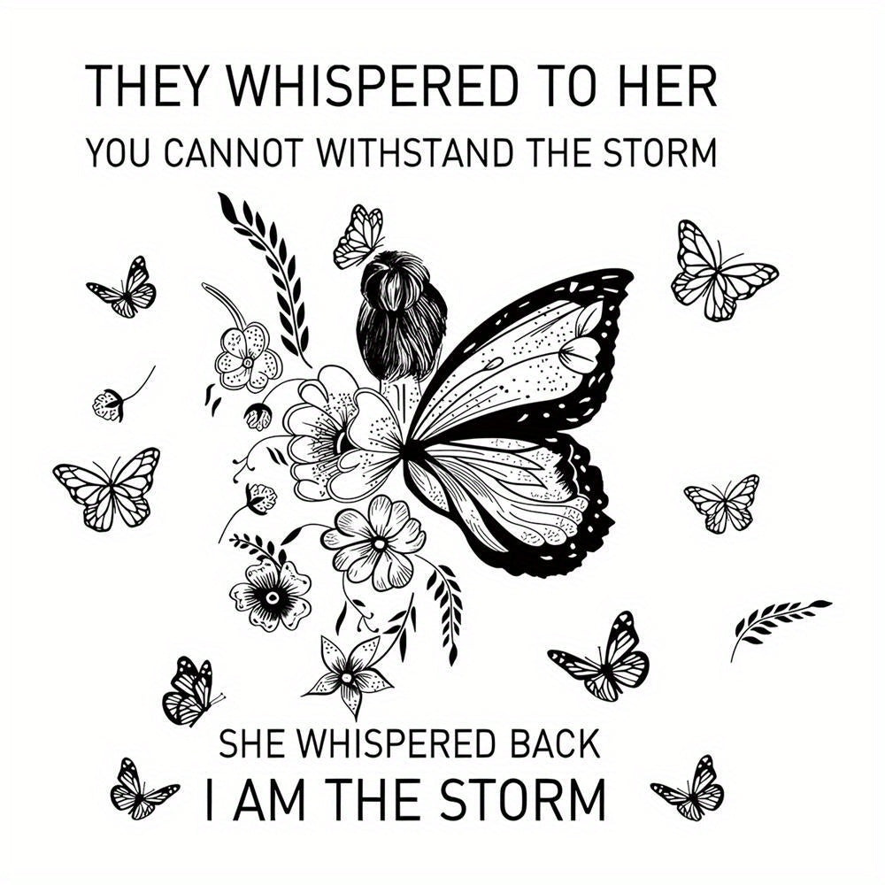 PEOHO I AM THE STORM Wall Decal Butterfly & Floral Design